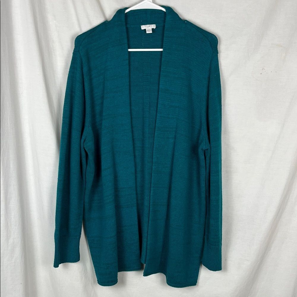 J. Jill Teal Cotton Blend Knit Cardigan
